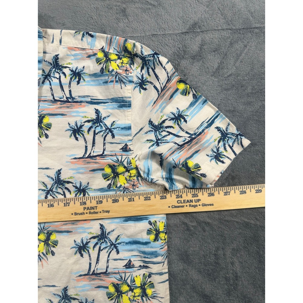 Thereabouts Mens XXL Palm Tree Floral Tropical Short Sleeve Cotton Button Down - Picture 2 of 5